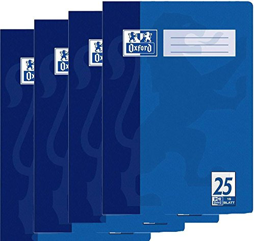 4x Oxford Schulheft A4 Lineatur 25 liniert mit Rand