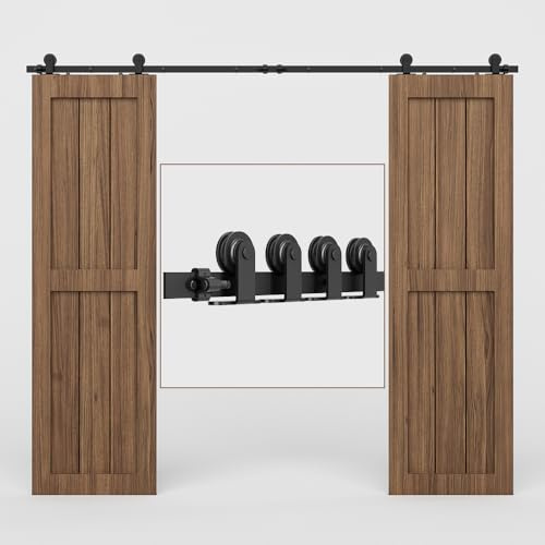 8FT/243cm Sliding Barn Wood Door Closet Hardware Track Kit Track System Unit for Double Door