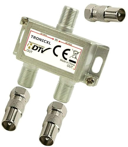 TronicXL 2-fach BK Verteiler TV Kabel Adapter Antennenverteiler Kabelfernsehen DVBC zb für Unitymedia Vodafone Netcologne Netaachen Netkassel Telecolumbus Primacom Ewe Splitter Unicable