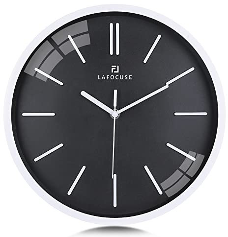 Lafocuse Orologio da Parete Minimalista Nero, Moderno Silenzioso Senza Numeri, Movimento al Quarzo Senza Ticchettio per Soggiorno Cucina Camera da Letto 30cm