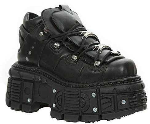 New Rock M-TANK106-C2 Men's Black 100% Leather Goth Platform Punk Fashion Ankle Boots Shoe 6