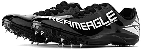 BLBK Scarpe da atletica con 8 chiodi, unisex, antiscivolo, con tacchetti e sprint, unisex, Nero , 39 EU