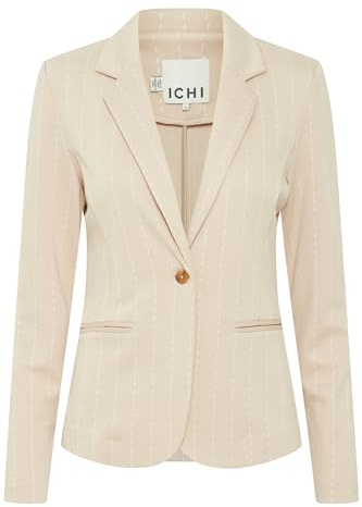 ICHI IHRUTI BL12 Damen Blazer Jackenblazer ungefüttert Reverskragen 68% Viskose (LivaEco(TM)), 14% Polyester, 13% Polyamid, 5% Elasthan Regular fit, Größe:M, Farbe:Doeskin (151308)