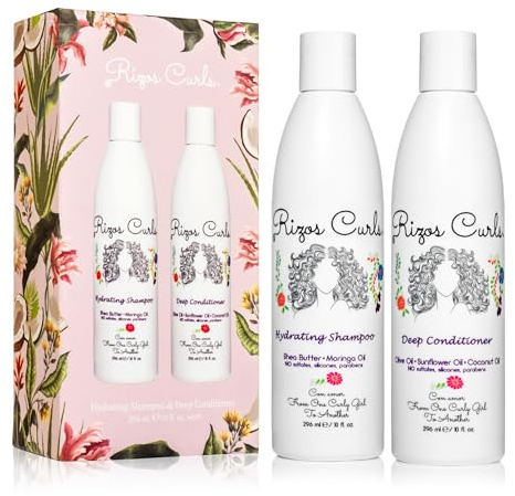 Rizos Curls Wash Day Bundle – Hydrating Shampoo & Deep Conditioner Set with Shea Butter for Every Curl Pattern 1a-4c – Gently Cleanses, Moisturizes, Softens & Adds Shine – Sulfate & Paraben Free