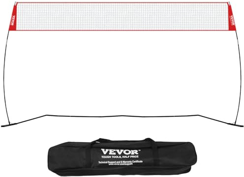 VEVOR Freestanding Volleyball Training Net for Indoor or Outdoor Use, Adjustable Height Portable Net System with Carrying Bag, Professional Volleyball Practice Trainer for Hitting or Serving Drills