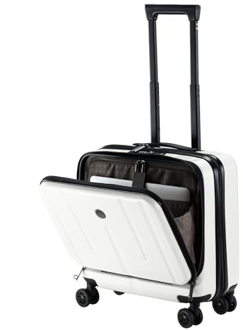 TydeCkare 16 Handgepäck-Aktenkoffer mit 2 Laptopfächern, Leichter Hartschalen-ABS+PC-Koffer mit leisen Spinner-Rollen, für Pendeln zur Arbeit oder Geschäftsreise, Milchweiß