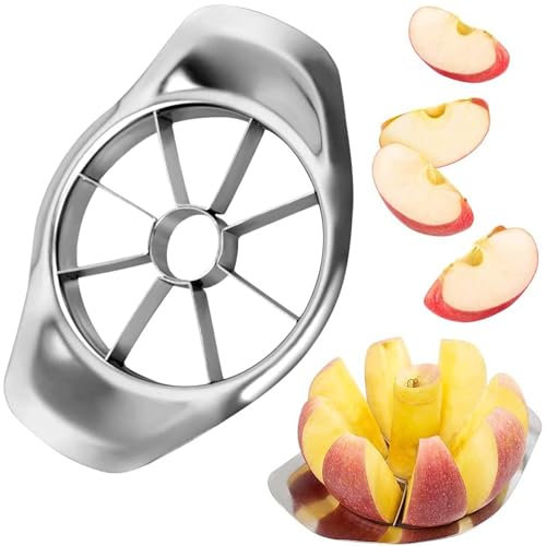 Apple Slicer & Corer - 3 in 1 Stainless Steel Fruit & Vegetable Cutter with 8 Blades