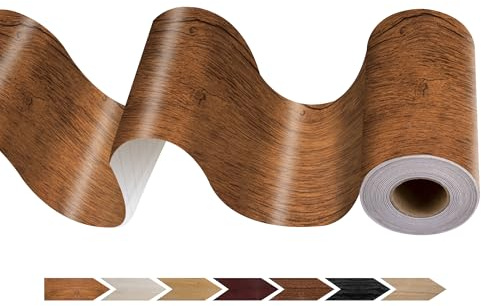 JUNART Wood Grain Repair Tape(10cm×1000cm), Self-Adhesive Waterproof Realistic Textured Repair Duct Tape for Tables, Baseboards, Doors, Windows, and Floors with Plastic Scraper(Begonia Wood)