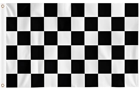 Checkered Flags 5ft x 3ft, Large Big Chequered Flag Black and White Racing Flags with Eyelets for Racing Game Sport Events Party Decoration