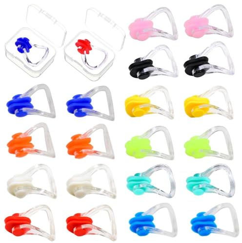 YSJCHEBS Clip per Naso da 20 Pezzi, Scatola di Immagazzinaggio da 2 Pezzi, Clip per Naso per Nuoto, Clip per Naso per Adulti Che Nuotano, Clip per Naso per Bambini, Clip per Naso per Nuoto Giovanile