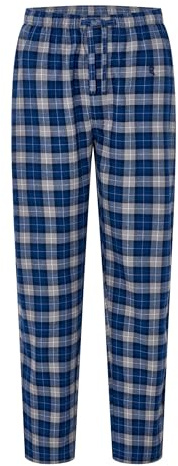 El Búho Nocturno Pantalón Pijama Hombre Largo - Algodón 100% Franela Invierno o Mezcla Tela Otoño - Bolsillos Bragueta Abierta Parte Abajo Sueltos Ropa Dormir - 100% Algodón, Azul 8899, XL