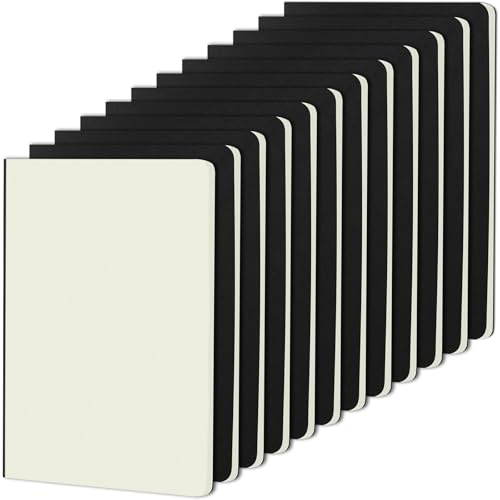 ZCZN-Quaderno Appunti, Taccuino a Foglio Bianco Formato A5, Confezione da 12 Pezzi-30 Fogli/60 Pagine, Utilizzato per Scrivere Note, Diario o Agenda, Nero