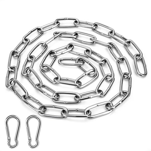 Tunejoy Catena in Acciaio Inossidabile Ø 3 mm Catena di Sicurezza in Metallo per Recinzione Cancello Porta Bici Lunghezza 1 m Portata Massima di 80 kg