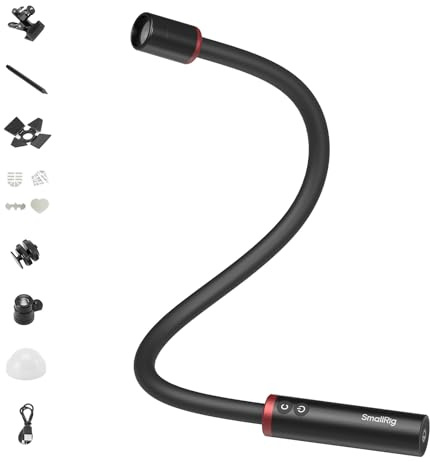 SMALLRIG RM 03 Luce LED per Macrofotografia, Angolo del Fascio Regolabile, 5 Colori 2200K-6500K, Braccio Luce Macro per Fotocamera con Adattatore per Slitta a Contatto Freddo, Impermeabile IP54-5480