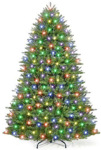 135/180/225/270cm Weihnachtsbaum mit Beleuchtung(200 LED), Klassische Simulierter Künstlicher Weihnachtsbaum, für Weihnachten-Dekoration, aus PE und PVC, Einfache Installation, 732 Spitzen(135 cm)