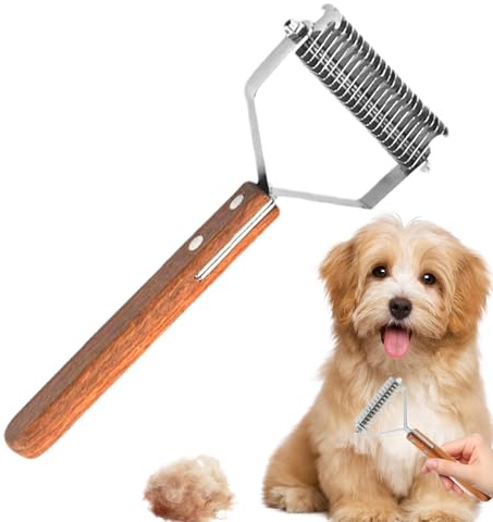 Yuemeuy Rastrello per Sottopelo,Attrezzo Di Pulizia Animali Domestici Doppia Faccia,Spazzola per Sottopelo per Cani | Salone Bagno Spa Casa Toelettatura Doccia Interno