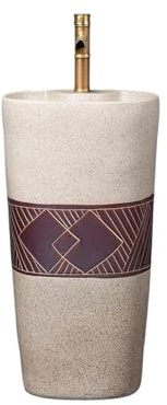 Lavandino su piedistallo Lavandino da esterno con piedistallo, rubinetto e scarico, lavello giardino in ceramica monoblocco