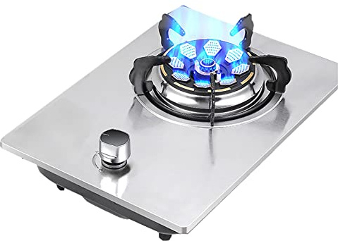 Fornello a gas a bruciatore singolo, fornello da incasso per cucina, design compatto con supporti in ghisa