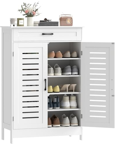 HOMCOM Mueble Zapatero de 5 Niveles con Cajón 78x37x115,8 cm Blanco