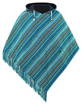 virblatt - Herren Poncho | Baumwolle | Winter | Zum Wenden | Mexiko Stil | Warm | Kapuze | Baja Hoodie | Goa | Rollstuhl - Abajo L-XL Grün