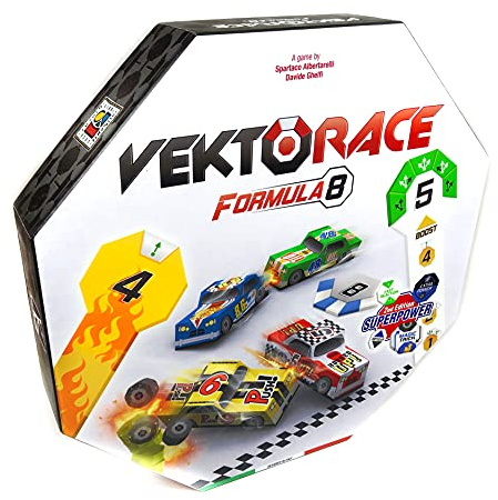 VektoRace - Gioco da Tavolo di Corse Automobilistiche - dal Gioco di Carta e Penna sui Quadretti - Il Tavolo è la Pista - Strategia Pura senza Dadi - 2-6 Giocatori, 12+