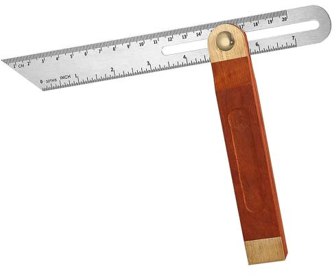 1 PCS Adjustable Carpentry Square Bevel Gauge Sliding T Bevel Ruler Stainless Steel Blade Ruler with Hardwood Handle for Craftsman Carpenter Architect Engineer Woodworking