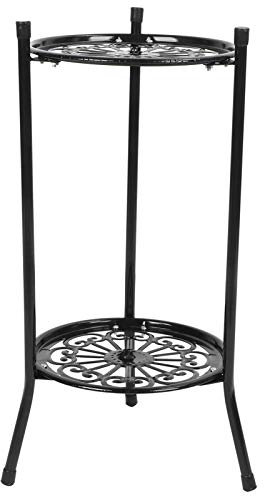 Maceta de Metal de 2 Niveles, Soporte para Maceta, Decoración del Hogar, Accesorios de Jardín para Flores de Plantas de Jardín (negro)