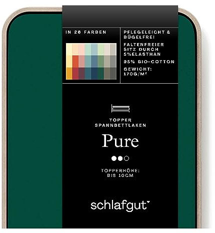 Schlafgut Pure Topper Spannbettlaken 180x200cm bis 200x220cm Green Deep, Spannbetttuch aus weicher Biobaumwolle