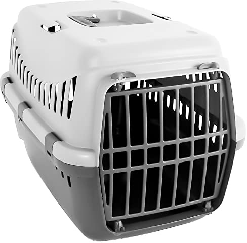 TIENDA EURASIA - Transportín Rígido Con Puerta Frontal y Asa de Transporte Para Gatos, Perros, Conejos - Desmontable Con Enganches Para Coche (M)