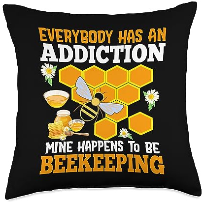 Funny Beekeeper Accessories & Stuff Bee Clothing Quote Men Women Beehive Saying Beekeeping Lover Throw Pillow, 18x18, Multicolor