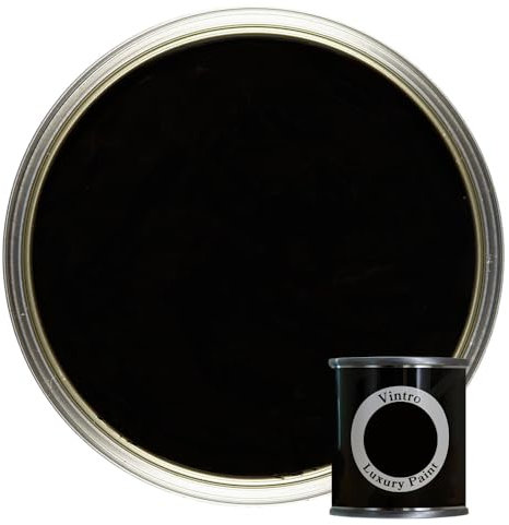 Vintro Paint | Luxury Matt Emulsion | Smooth Chalky Finish | Multi Surface Paint | for Walls, Ceilings, Wood and Metal | 125ml (Black - Victorian Black)