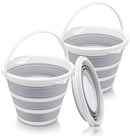 2-Pack Collapsible Buckets - 2.6 Gallon (10L) Large Capacity, Essential for RV, Garden Cleaning, Car Washing, Camping, Fishing, Multi-Purpose Durable Portable Buckets, Easy Storage, Use Anywhere