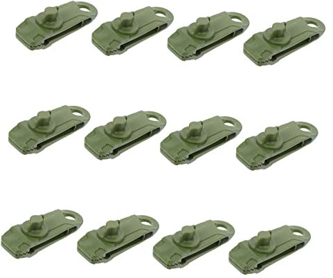 CORHAD 12stücke Teiliges Tarp Clips Multifunktionale Zeltklammern Mit Starkem Verriegelungsgriff Für Outdoor-Camping Planen Und Abdeckungen Militärgrün