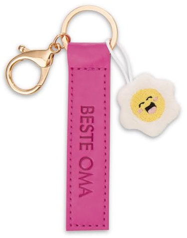 NICI Schlüsselanhänger Beste Oma Kunstlederband pink 10cm mit Blume