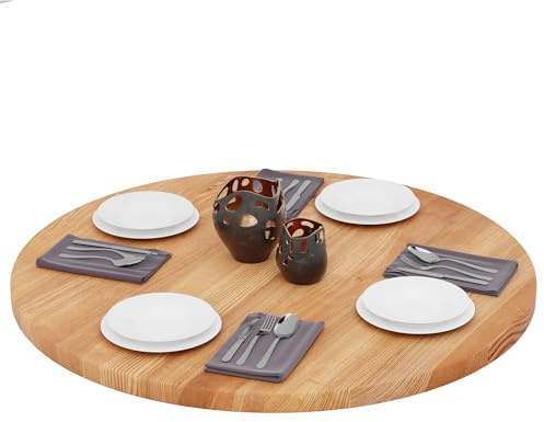 LAMO Manufaktur Tischplatte rund 100 cm aus Naturholz | Holzplatte für Esstisch, Küchentisch, Bistrotisch | Stärke: 40 mm | Farbe: Dunkel