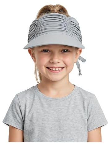 YAMEE Casquette Visière Enfant Anti-UV pour Fille,Chapeau de Plage Enfant Ajustable Léger Pliable,Chapeau de Soleil Respirant pour Plage,Piscine et Les Activités Extérieures