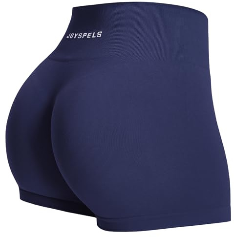 JOYSPELS Seamless Gym Shorts for Women High Waist Booty Running Cycling Yoga Sports Workout Womens Activewear Shorts UK Navy Blue L