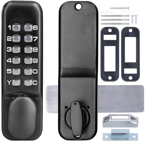 Cerradura Codigo Exterior, Cerradura Mecánica con Código Sin llave con Código Numérico Cerradura con Código de Seguridad Cerradura de Puerta Exterior, para Puerta de Entrada (Negro)