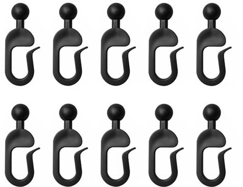 10 ganchos de cortina deslizantes, ganchos de plástico para cortinas de cenador, fácil montaje, adecuado para cortinas, toldos laterales, pabellones de jardín (negro)