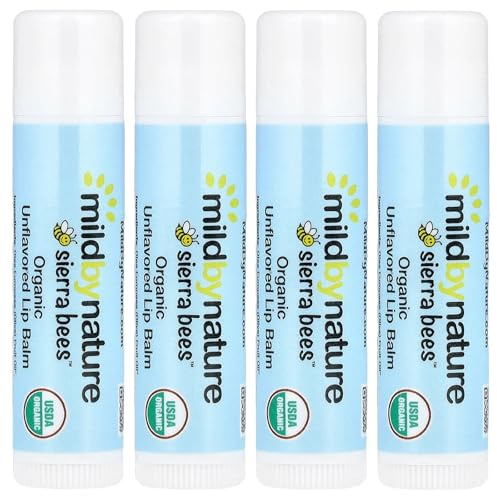 Sierra Bees™, Organic Lip Balms, Unflavored, 4 Pack, 0.15 oz (4.25 g) Each, Mild By Nature