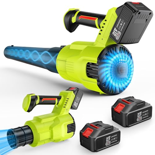 Beisty Akku Laubbläser 321 km/h Kabelloser Leistungsstarker Elektrischer Gebläse mit 2 Akkus, 3 Geschwindigkeitsstufen, für Rasenpflege und Beseitigung von Laub, Schnee, Autostaub