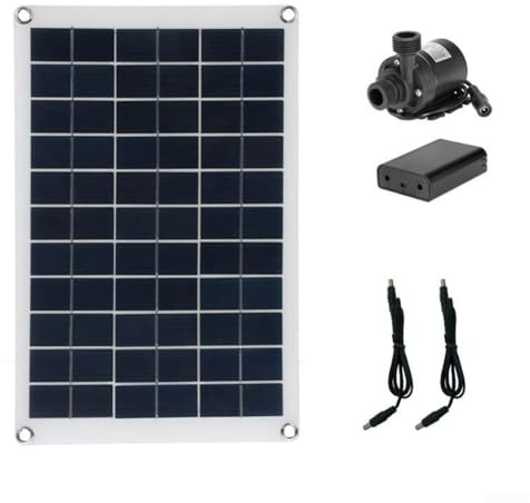 Kit de bomba de agua solar de 50 W con flujo de 800 l/h y elevación de 5 m, bomba de fuente de estanque de jardín con panel monocristalino para cascada, pecera, circulación de piscina y suministro