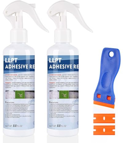 LLPT Quita Pegamento Adhesivo | Disolvente Pegamento | 260 ml | 2 Paquete | Con Raspador de Plástico | Elimina Etiquetas Pegatinas Calcomanías Residuos de Cinta Adhesiva Grasa y Chicles (49503A-2)