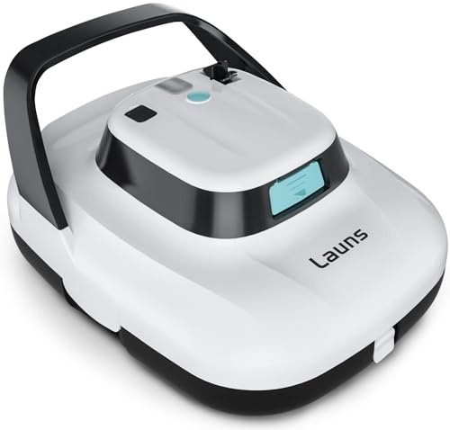 Launs S1 Cordless Robotic Pool Cleaner, Dual Motors & Suction Ports Automatic Pool Vacuum Robot Lasts up to 90 Min, Self-Parking Ideal for Above Ground Pools(White)