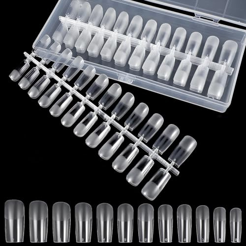 SWETRACE 240 Pezzi Punte Unghie Finte Trasparenti Quadrate Copertura Completa in Plastico, Possono essere Ritagliate e Modellate, per Uso Professionale e Principianti