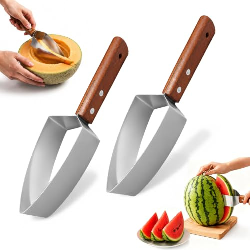 SilverChry Cortador de Sandía 2 PCS, Cortador de Sandía Acero Inoxidable