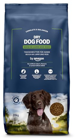 by Amazon - Croquettes complètes pour chien adulte, riche en agneau et riz, 1 lot de 20kg