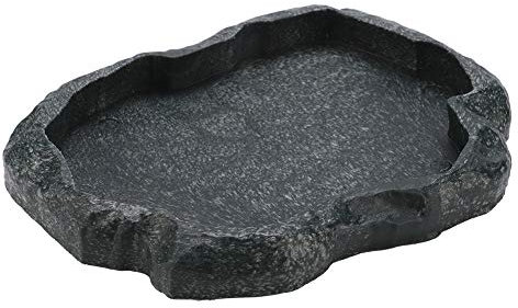 HEEPDD Reptile Näpfe, Resin Rock Futter Wasserversorgung für Schildkröten Eidechsen Chamäleon Leguan Terrarium Teller Aquarium Verzierung Haustier Dekoration