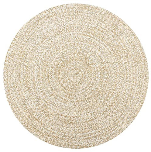 vidaXL Teppich Handgefertigt Kurzflor Wohnzimmerteppich Handwebteppich Juteteppich Läufer Schlafzimmer Flur Jute Geflochten Weiß Natur 120cm