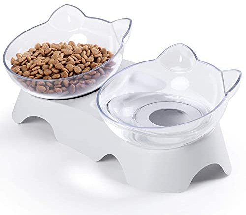 MILIFUN Cat Bowls, Cat Food Bowls Elevated Tilted, Anti Vomiting Kitty Bowl for Puppy and Bunny, Orthopedic for Indoor Cats.